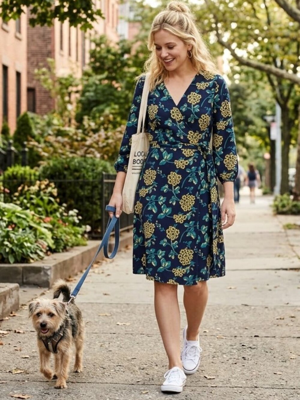 NWT new J.Crew blue green yellow floral balloon sleeve belted wrap dress